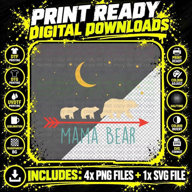 Mama Bear with 2 Cubs Shirt Twice Blessed Mama Bear Png SVG Digital Bundle