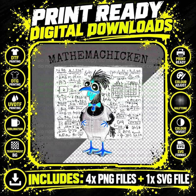 Mathemachicken Math Science Chicken Fun Nerd College Png SVG Digital Bundle