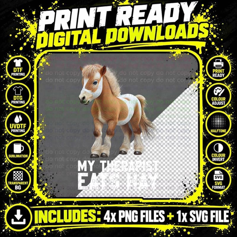 Miniature Horse Mini Horse Pet Tiny Horse Lover Pony Tie Png SVG Digital Bundle