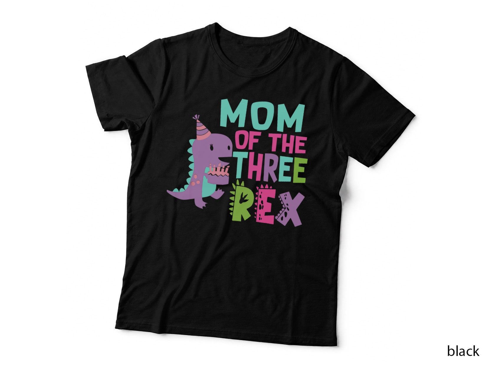 Mom of Three Rex Birthday Dinosaur Family Matching T-Shirt