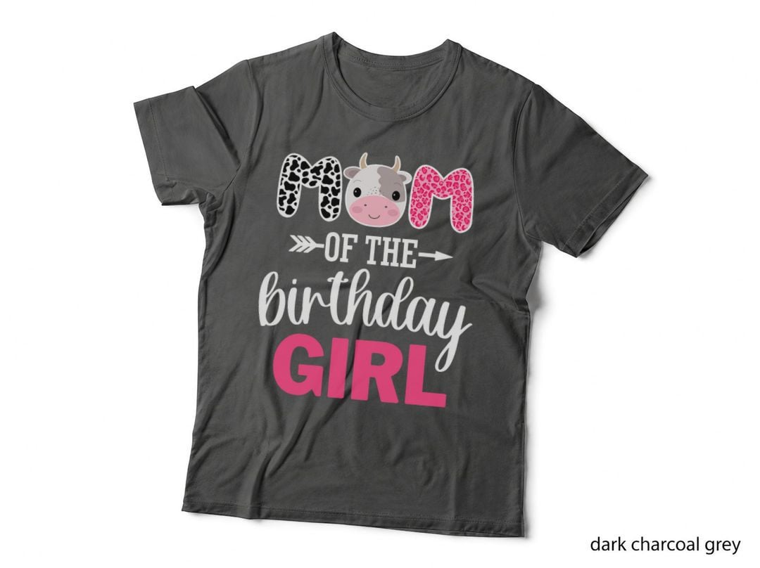 Mom of the Birthday Girl Farm Cow Mommy Mama Mother 1st T-Shirt