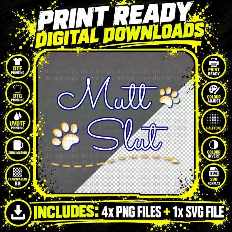 Mutt Slut Shirt Adopt a Dog Shelter Dog Animal Rescue Png SVG Digital Bundle