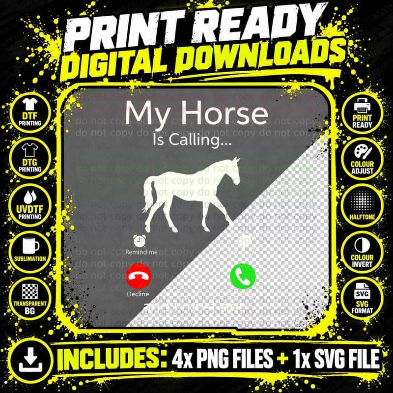 My Horse Is Calling and I Must Go Shirt Apparel Ruffle Png SVG Digital Bundle