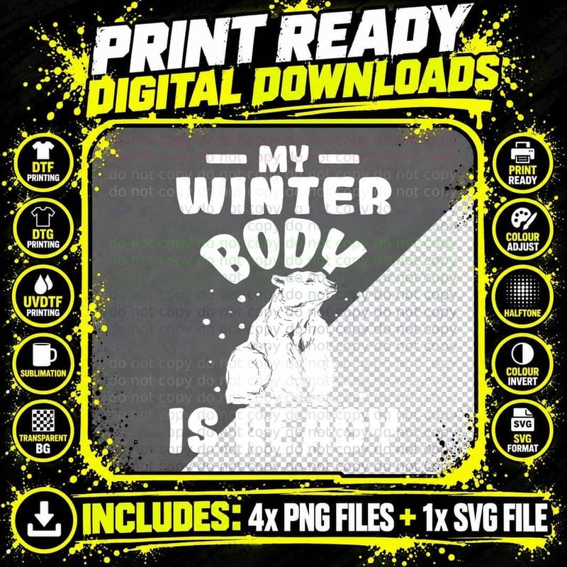 My Winter Body Is Ready - Polar Bear Cub Zoo Animal Png SVG Digital Bundle