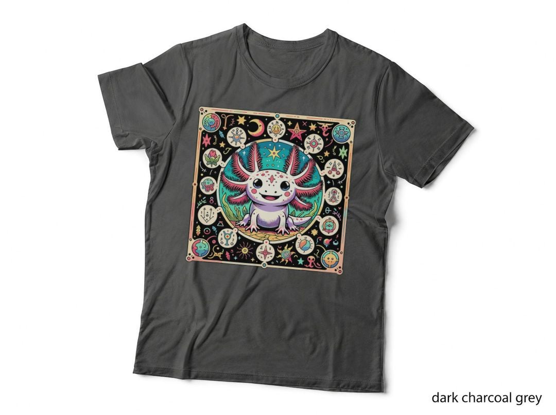 Mystical Axolotl Tarot Card Vibrant Cartoon Art T-Shirt