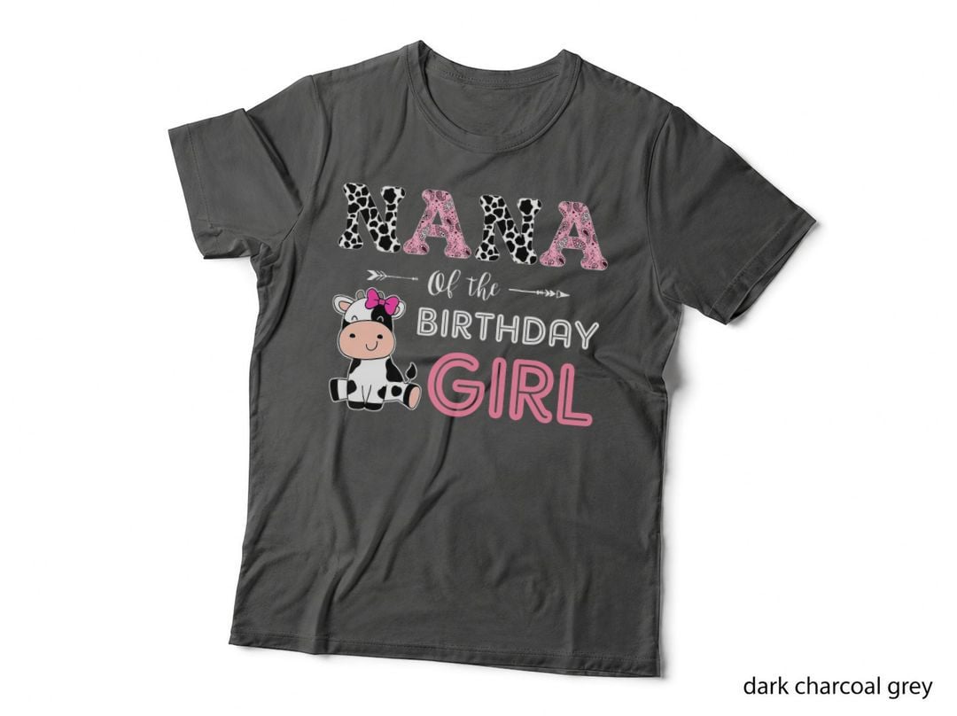 Nana of the Birthday Girl Farm Cow Grandma Matching Family T-Shirt