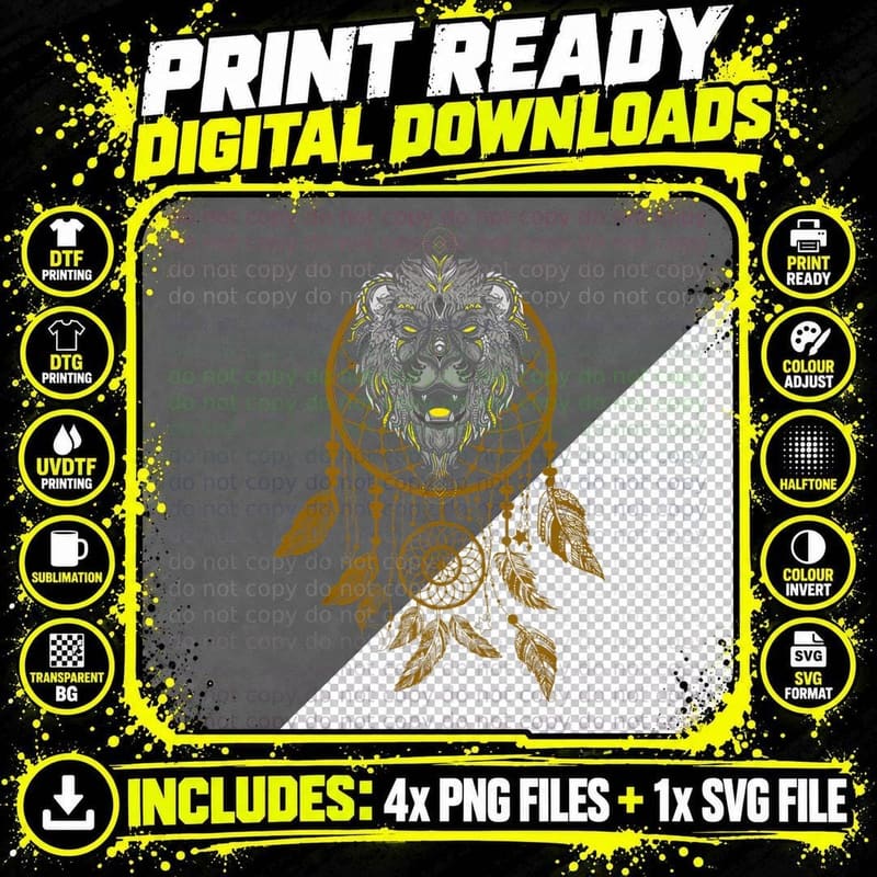 Native American Wolf Animal Lover Gift Hippie Png SVG Digital Bundle