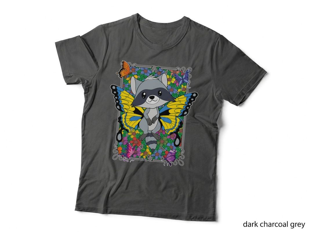 Nature Insect Butterfly Cute Animal Trash Panda Raccoon T-Shirt