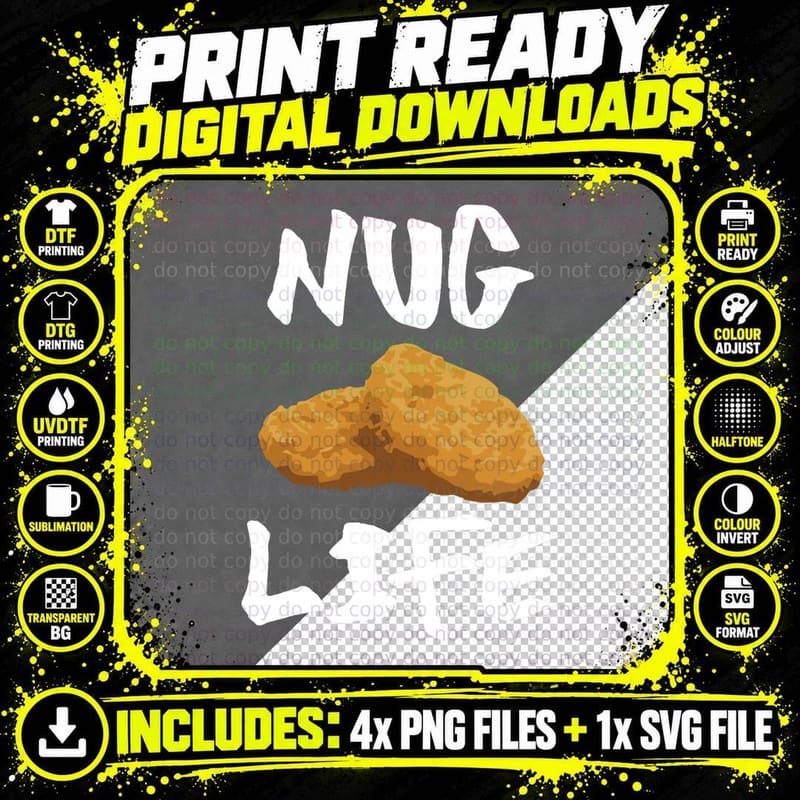 Nug Life Funny Chicken Nuggets Shirt Meme T-Shirt Png SVG Digital Bundle