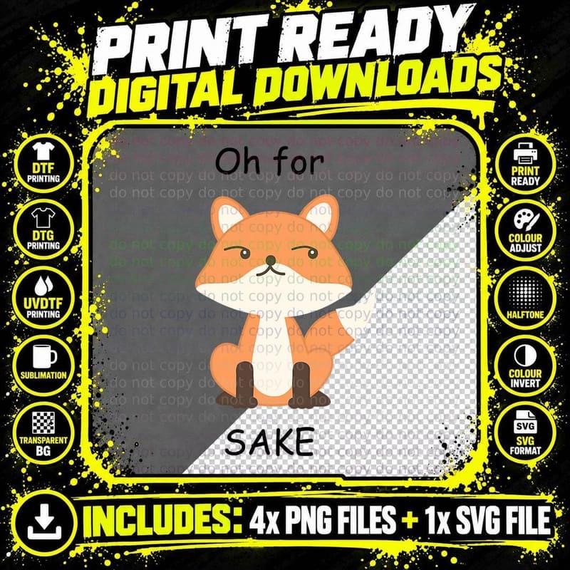 Oh for Fox Sake T-Shirt Png SVG Digital Bundle
