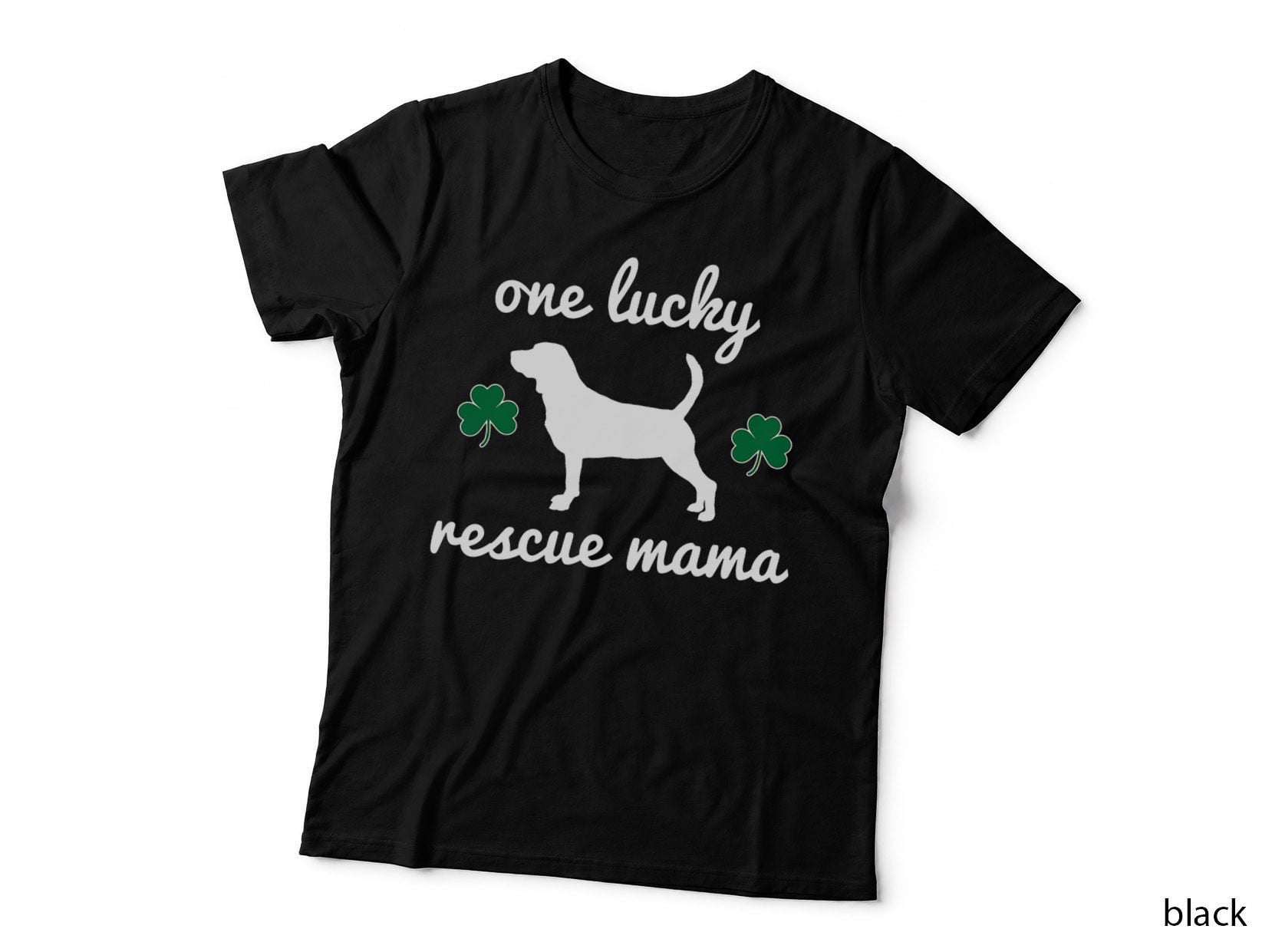 One Lucky Rescue Mama Foster Dog Mom Irish Shamrocks T-Shirt