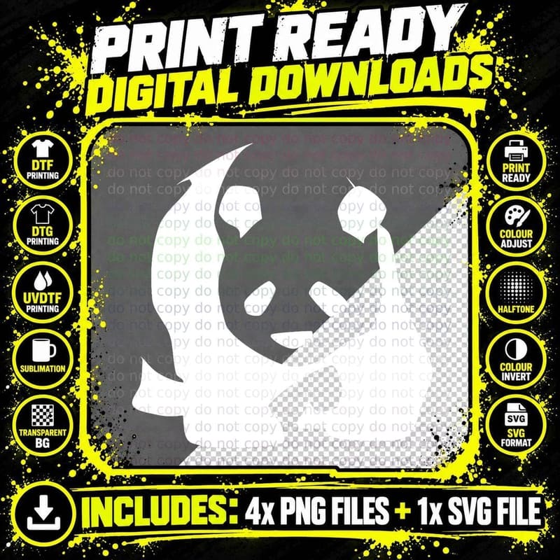 Panda Bear Lovers Minimalist Black and White China Png SVG Digital Bundle