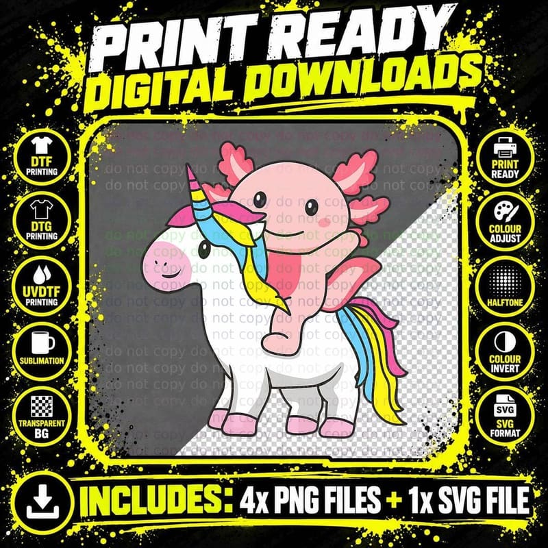 Pansexual Flag Pride Lgbtq Axolotl on Unicorn Pride Png SVG Digital Bundle