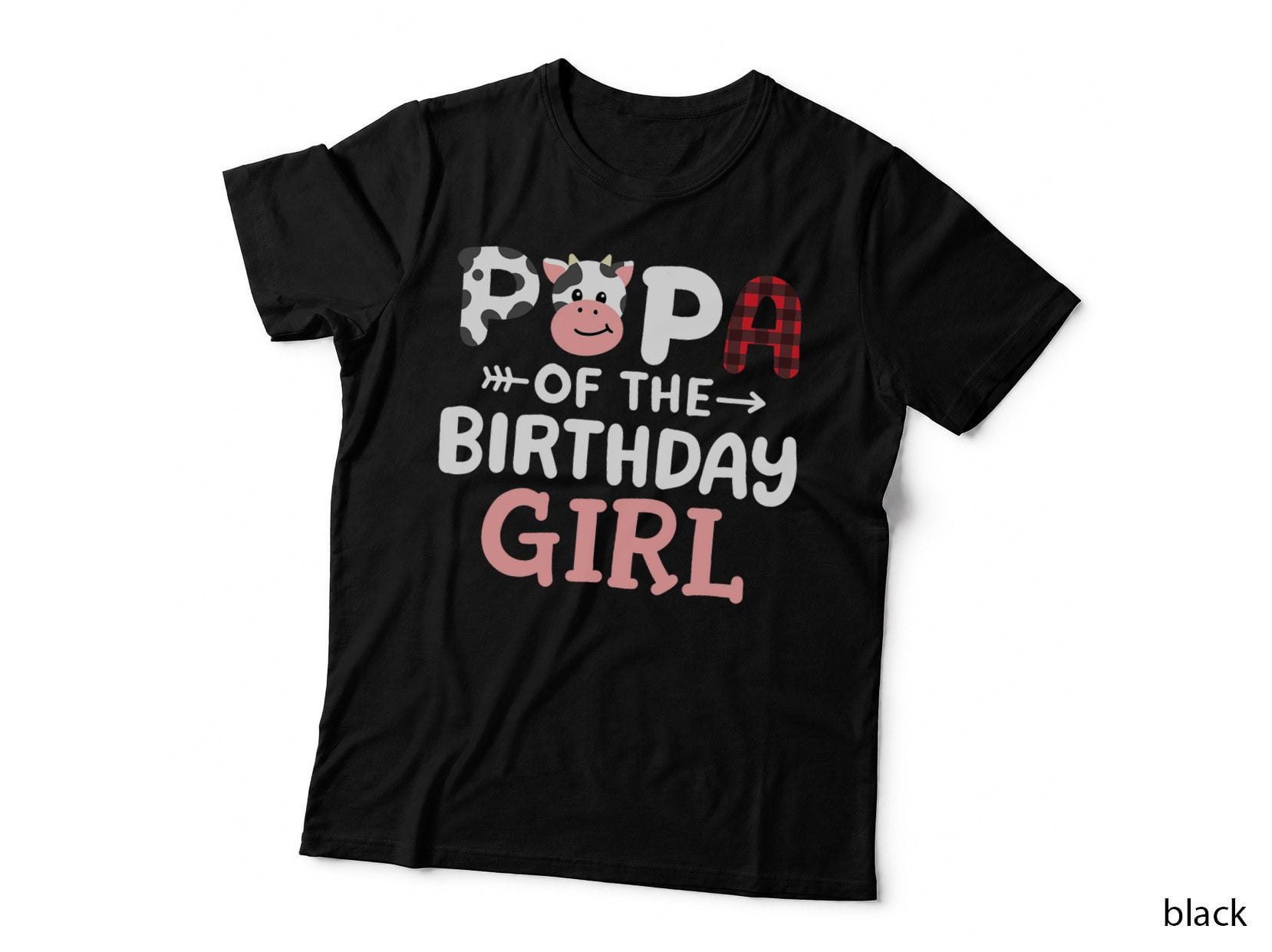 Papa of the Birthday Girl Cow Farm Party Matching Family T-Shirt