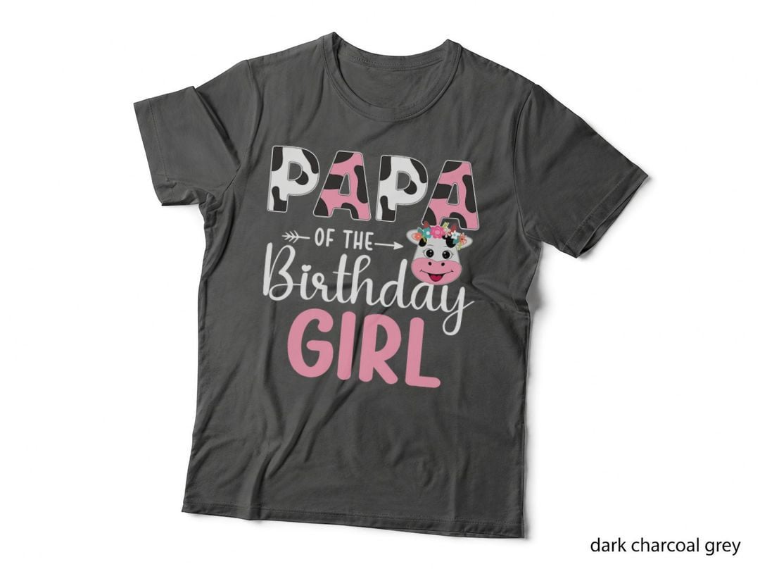 Papa of the Birthday Girl Farm Cow 1 St Birthday Girl T-Shirt