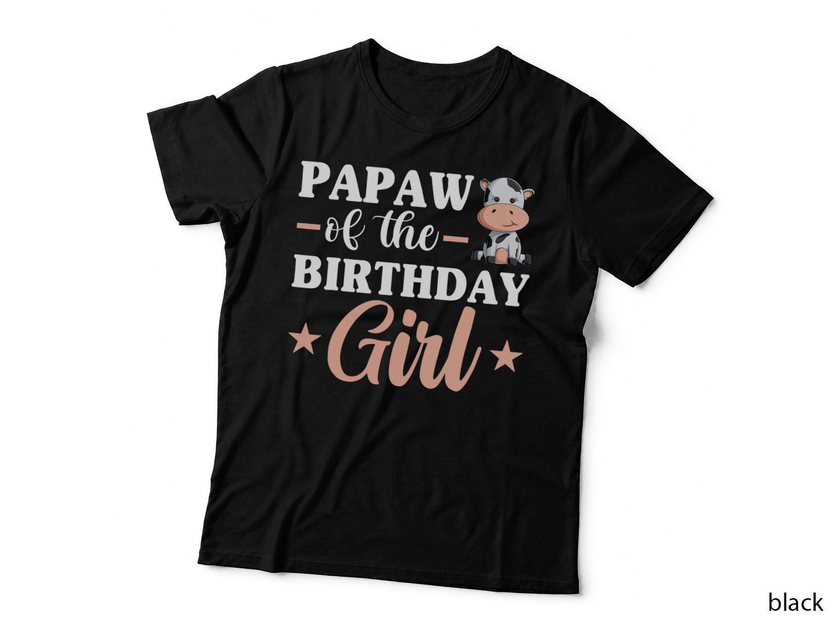 Papaw of the Birthday Girl Shirt, Farm Cow Family Matching T-Shirt