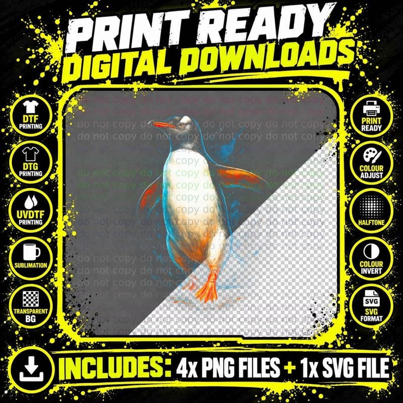 Penguin Dynamic Design T-Shirt, Birdwatching Apparel Png SVG Digital Bundle