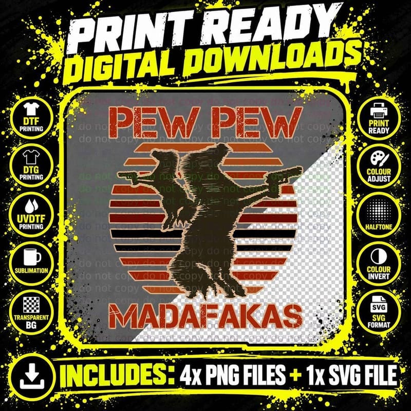 Pew Pew Madafakas Weapons Horse Farm Horse T-Shirt Png SVG Digital Bundle