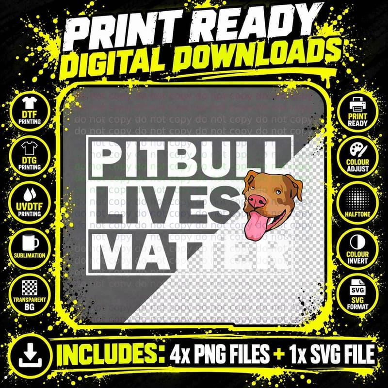 Pitbull Lives Matter, Rescue Dog Is Love, Pet Lover Png SVG Digital Bundle