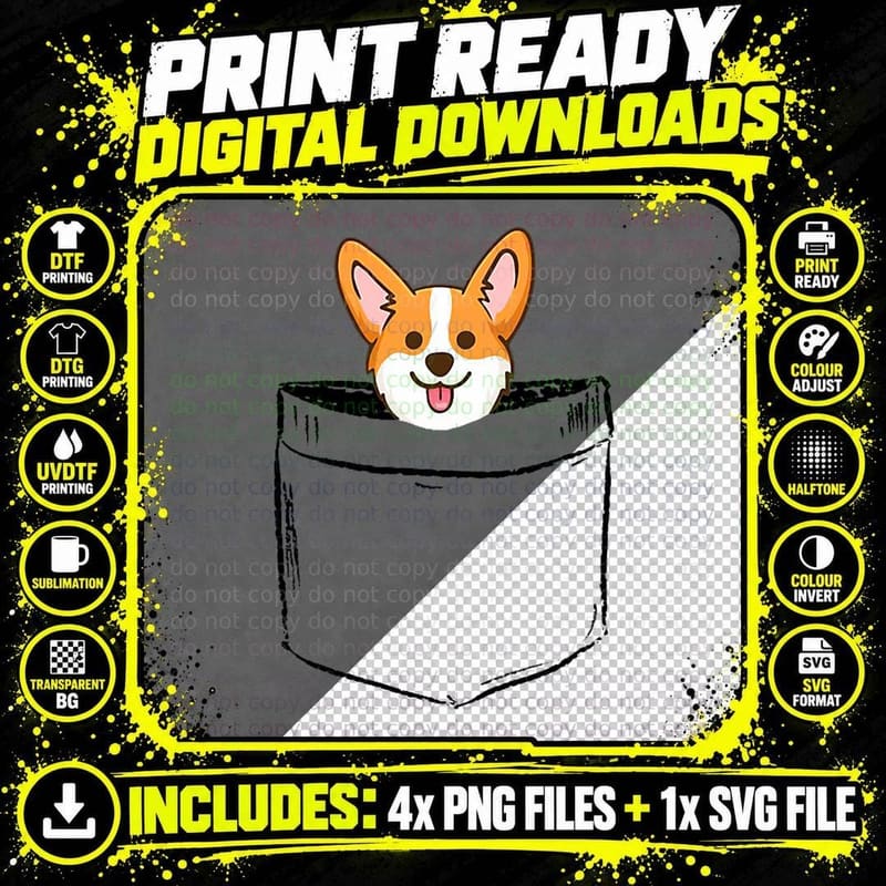 Pocket Baby Corgi Dog Love-R Dad Mom Png SVG Digital Bundle