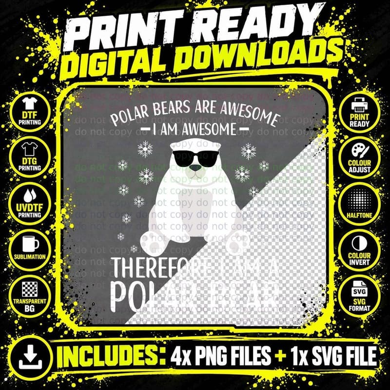 Polar Bear Quote Cool Polar Bears Apparel for Kids Png SVG Digital Bundle