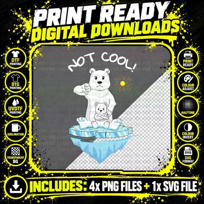 Polar Bear Shirt Climate Change Global Warming Girl Png SVG Digital Bundle