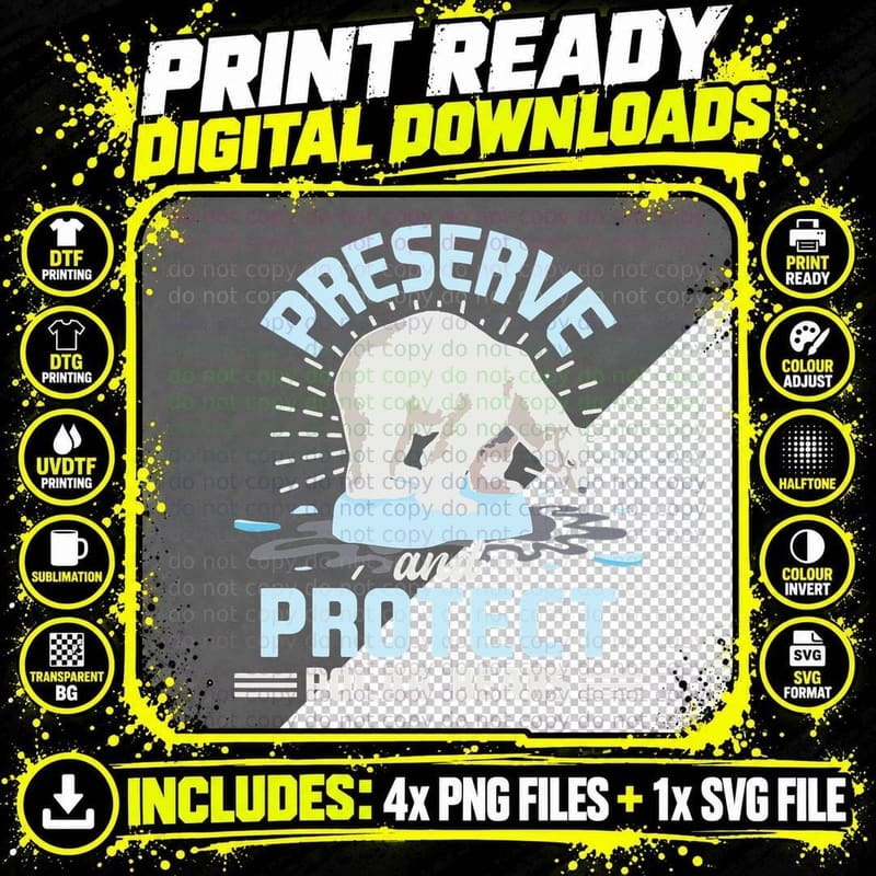 Preserve and Protect - Polar Bear Cub Animal Lover Png SVG Digital Bundle