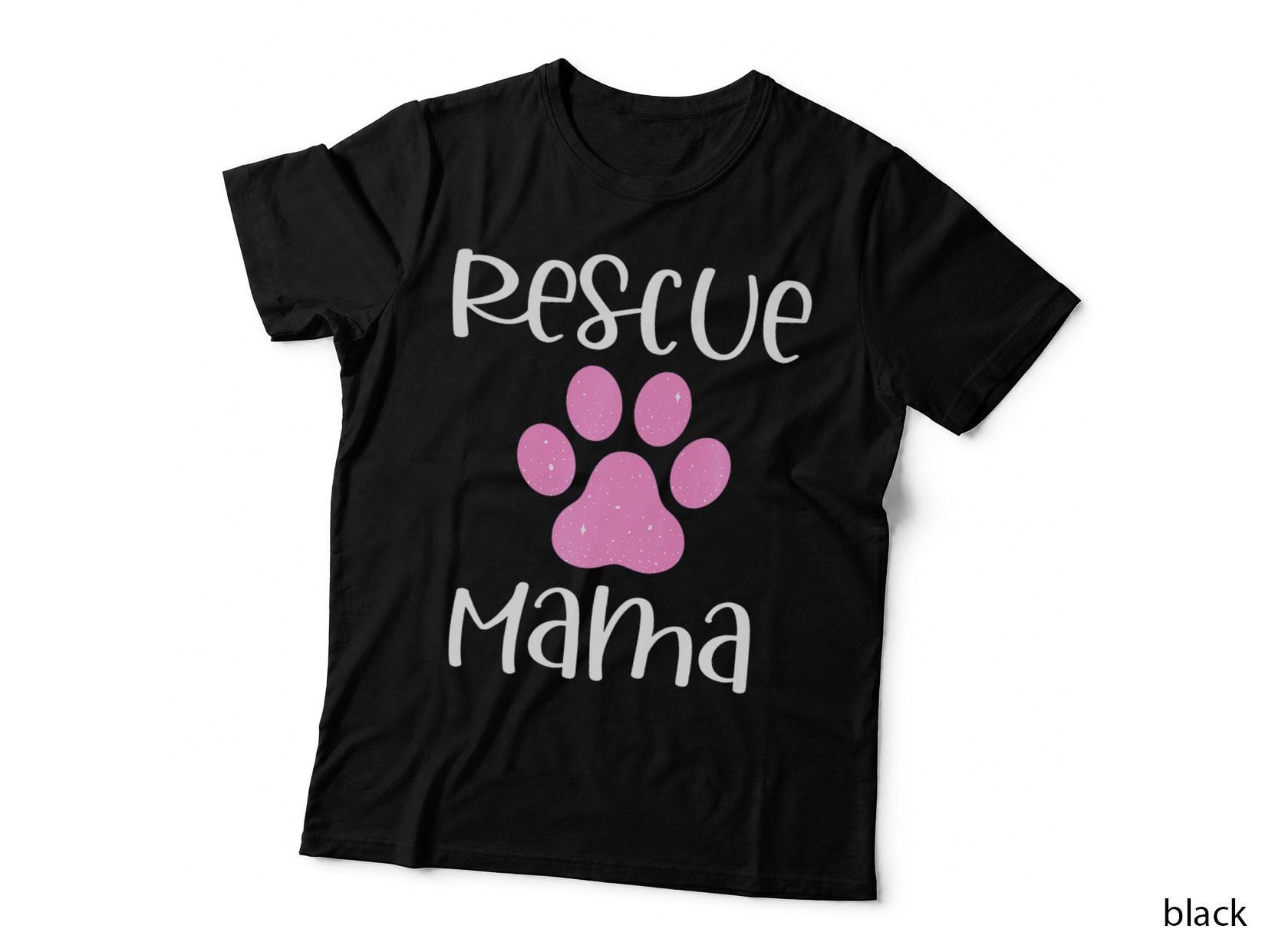 Proud Rescue Mama Paw Print Dog Cat Parent Mom Adoption Gift T-Shirt