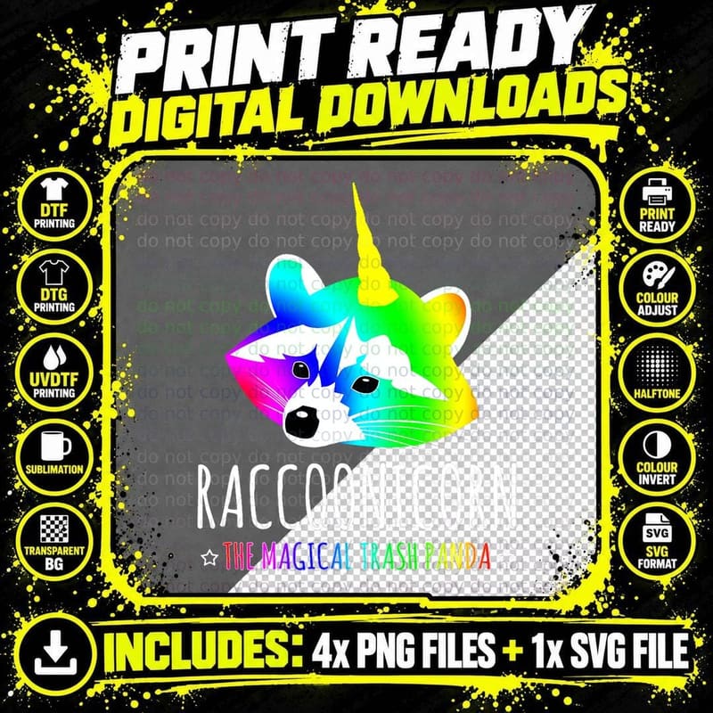 Raccoonicorn Shirt Funny Magical Trash Panda T-Shirt Png SVG Digital Bundle