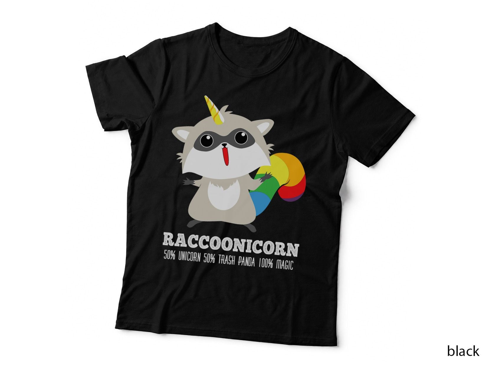 Racoonicorn Funny Trash Panda Raccoon with Unicorn Horn T-Shirt