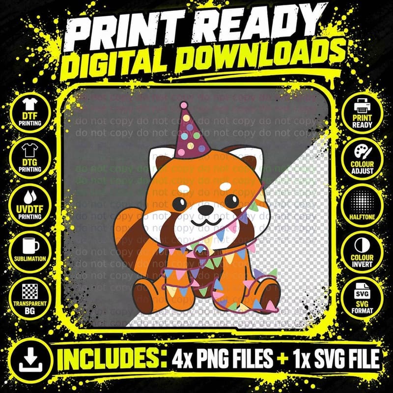Red Panda Birthday for Kids a Birthday Red Panda T-Shirt Png SVG Digital Bundle