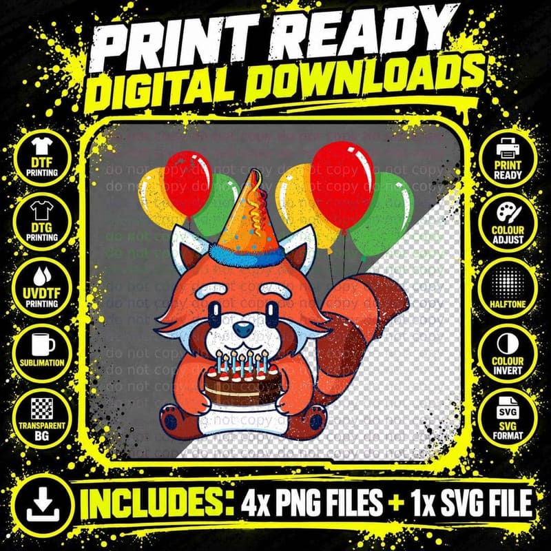 Red Panda Lover Cute Wildlife Animal Kids Birthday Png SVG Digital Bundle