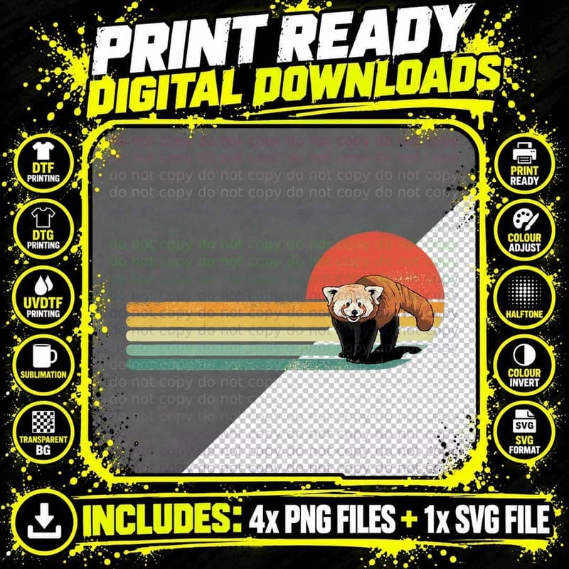 Red Panda Shirt Retro Red Panda Zoo Animal Red Panda Png SVG Digital Bundle