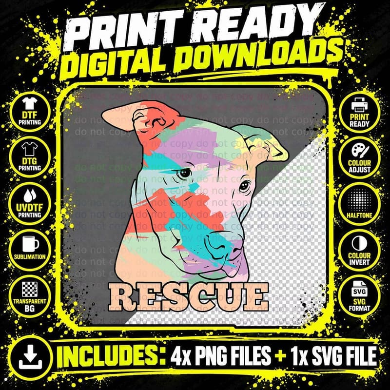 Rescue Adopt a Dog T-Shirt Png SVG Digital Bundle