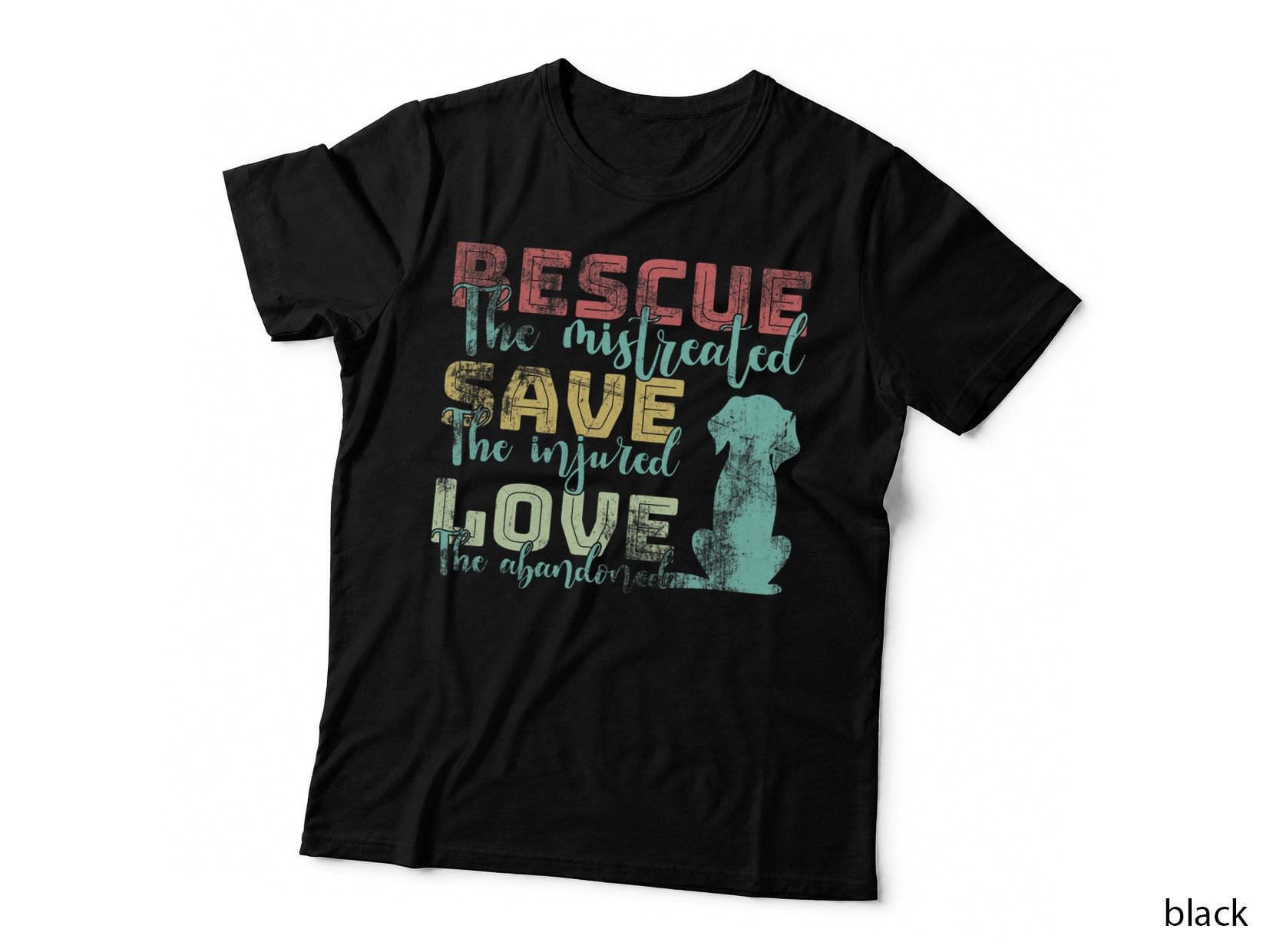 Rescue Save Love Animal Lovers Funny Rescue Cute Dog Cat T-Shirt