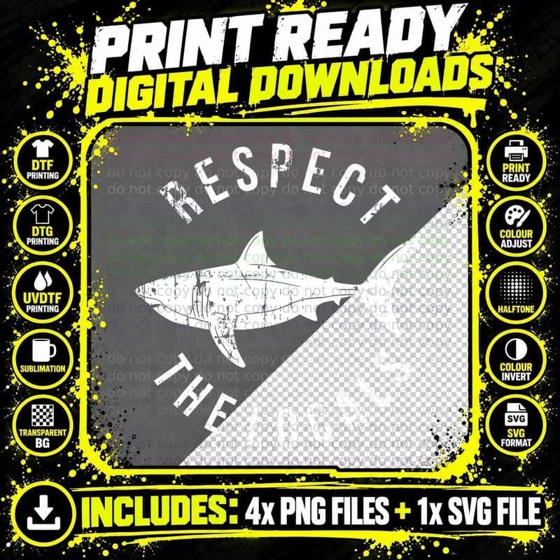 Respect the Locals Shark Ocean Animal Rights Biology Png SVG Digital Bundle