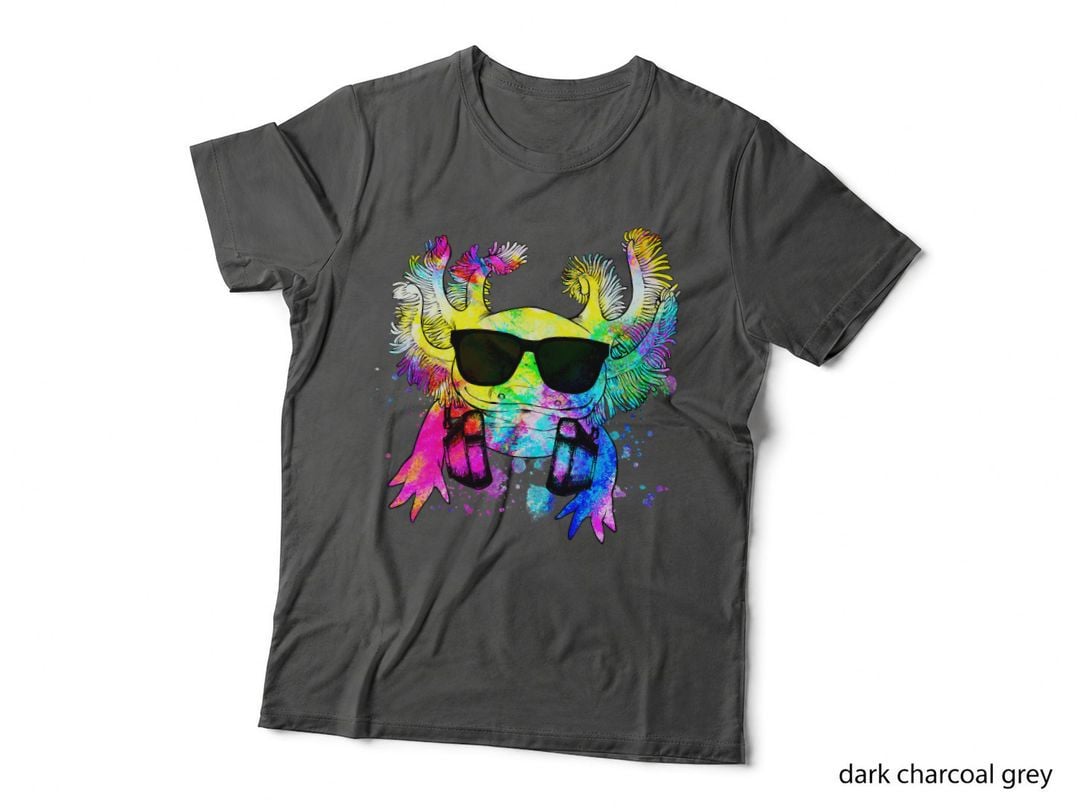 Retro Pop Art Axolotl Portrait with Headphones T-Shirt