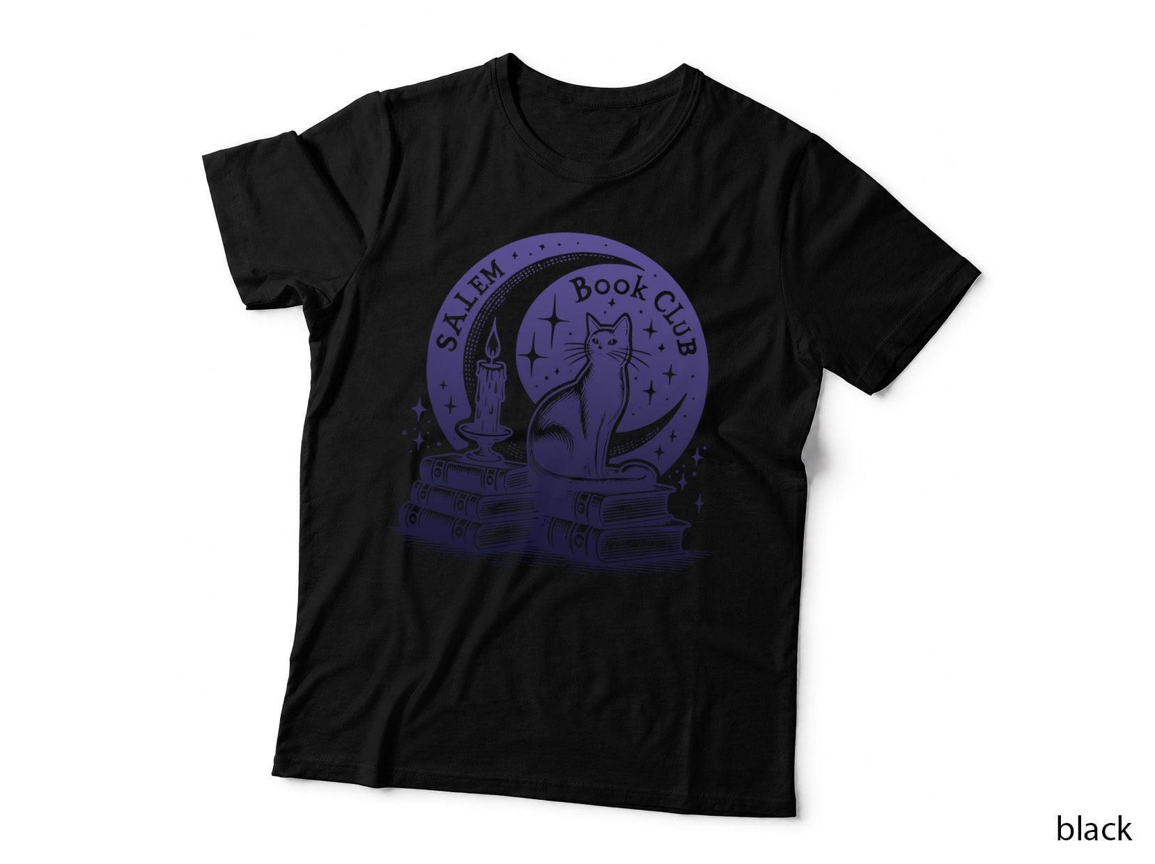 Salem Book Club Purple Navy Cat, Minimalist, Comfy Casual, Gift T-Shirt