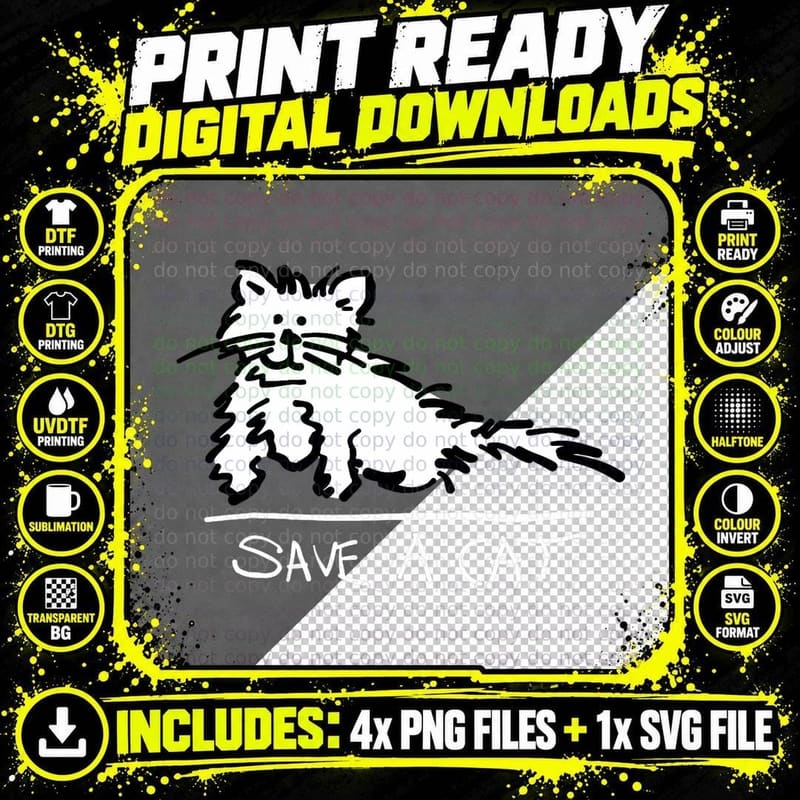 Save a Cat T-Shirt Adopt a Cat Rescue a Cat Shirt Png SVG Digital Bundle