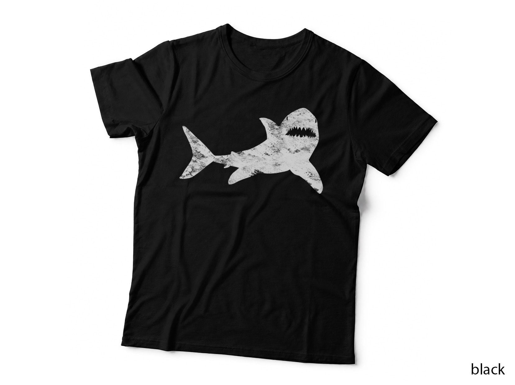 Shark Distressed Cool Vintage T-Shirt Shark Bite Tee