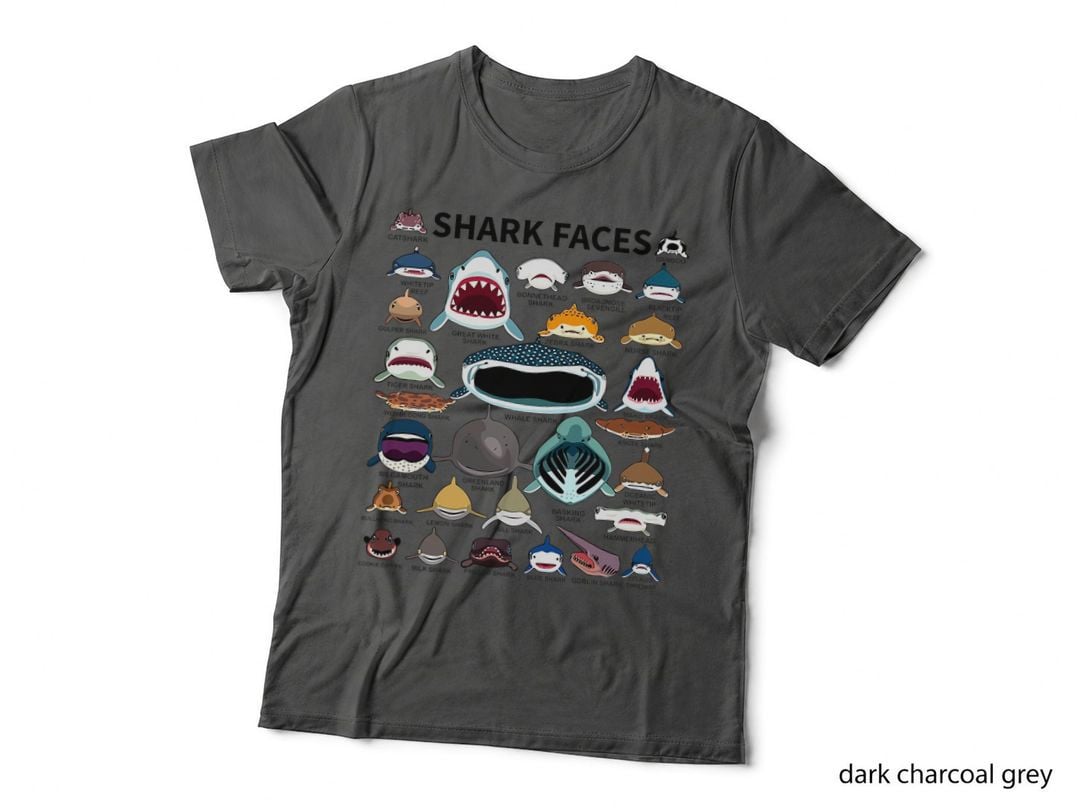 Shark Faces - Type of Shark - Shark Faces of All Kinds T-Shirt