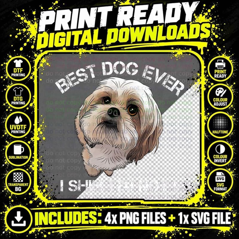 Shih Tzu T Shirt Funny Dog Pet Best Dog Ever Gift Png SVG Digital Bundle