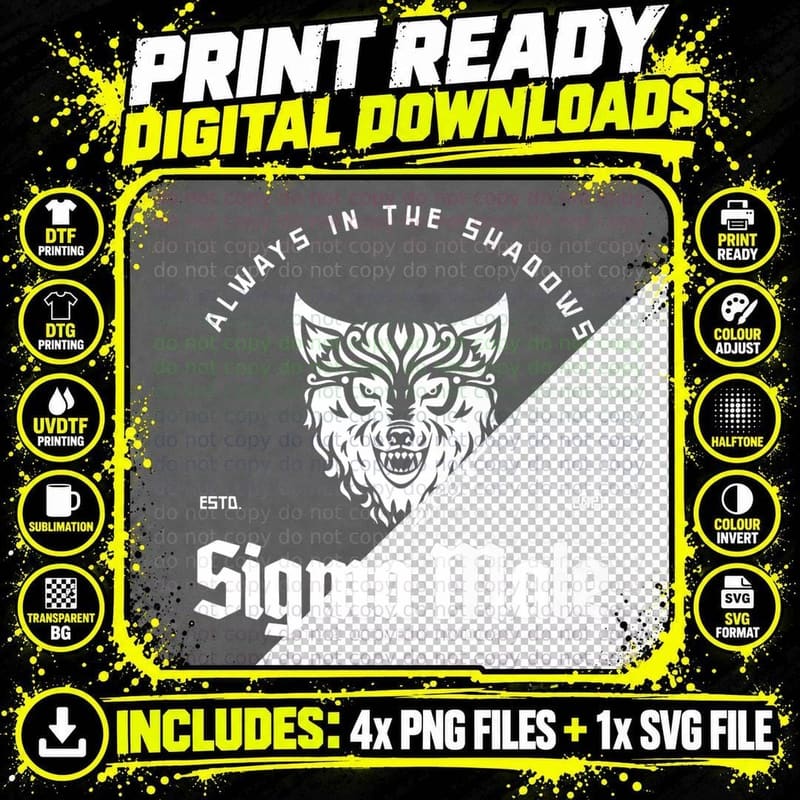 Sigma Male the Lonely Wolf T-Shirt Png SVG Digital Bundle