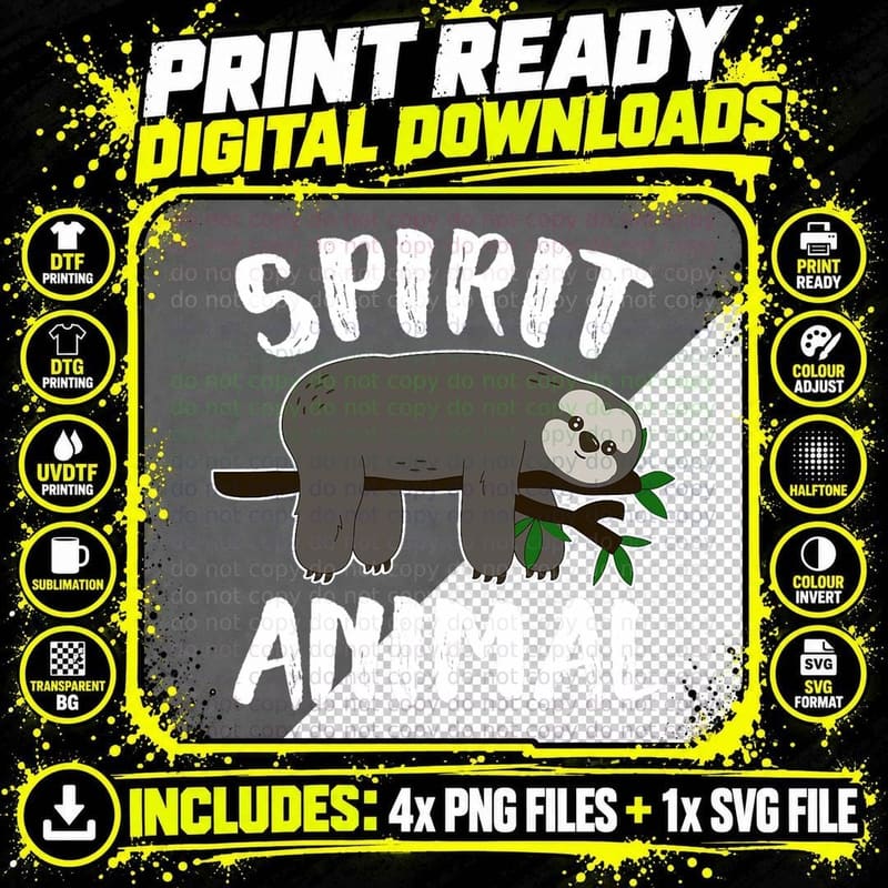 Sloth Spirit Animal Shirt - Funny Sloth Shirt T-Shirt Png SVG Digital Bundle