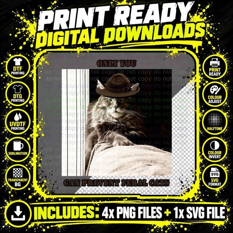 Smokey the Cat - Only You Can Prevent Feral Cats T-Shirt Png SVG Digital Bundle