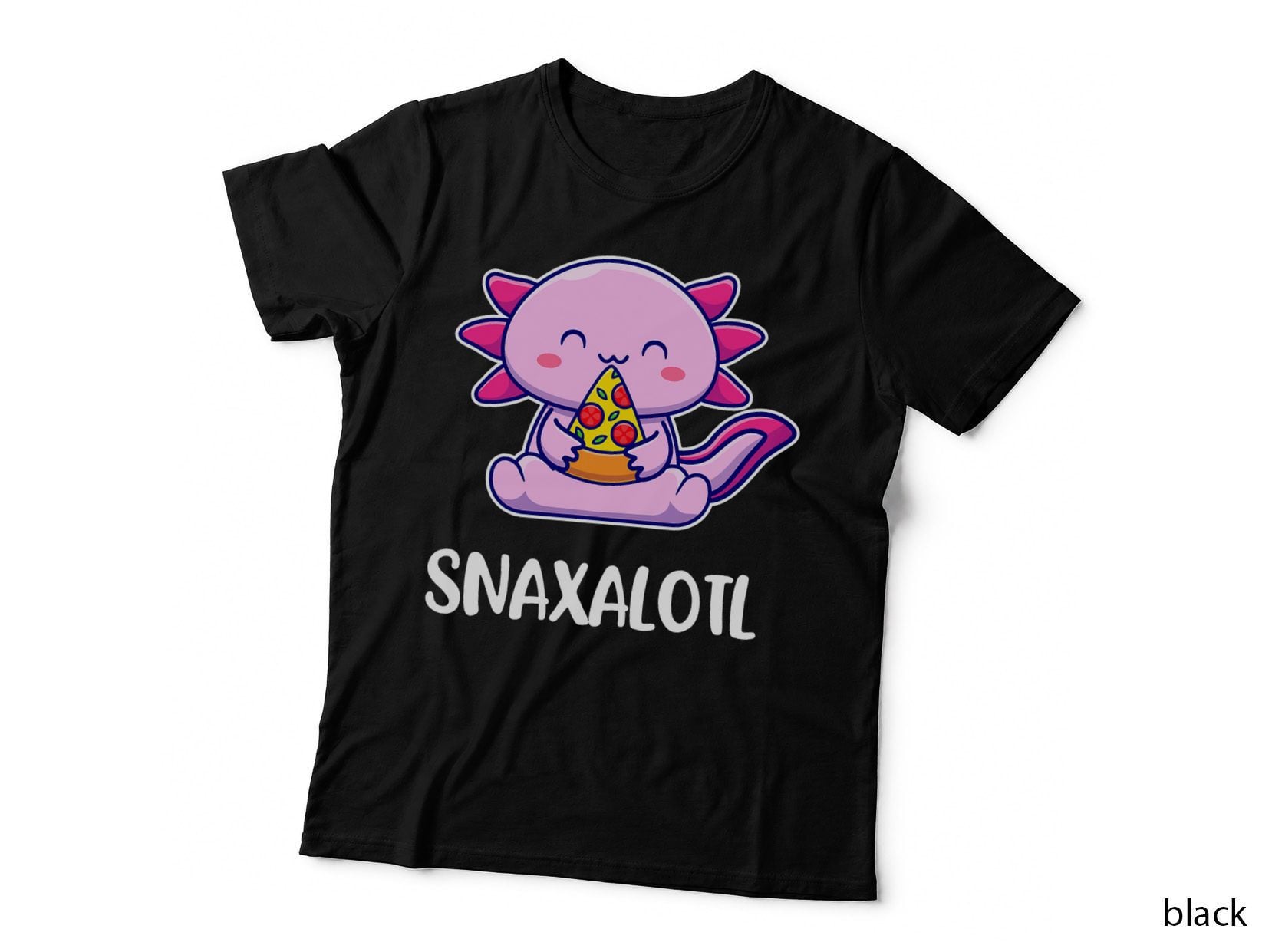 Snaxalotl Axolotl Cute Eating Pizza Snacks T-Shirt