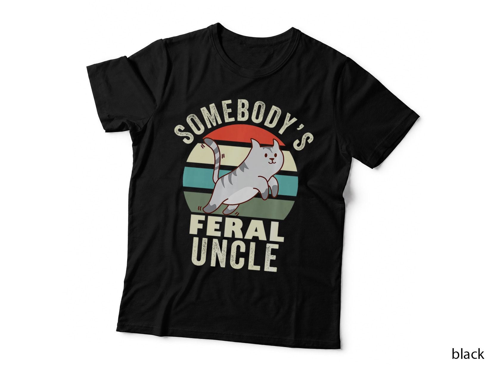 Somebody's Feral Uncle Wild Family Retro Cat New Uncle T-Shirt, Lover Tee