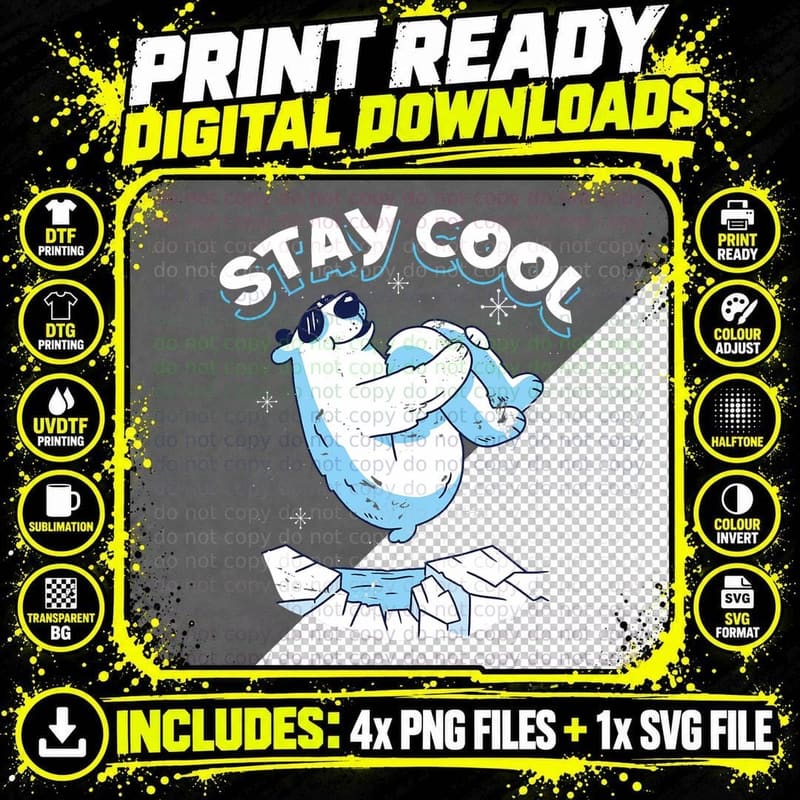 Stay Cool Polar Bear Arctic North Pole T-Shirt Png SVG Digital Bundle