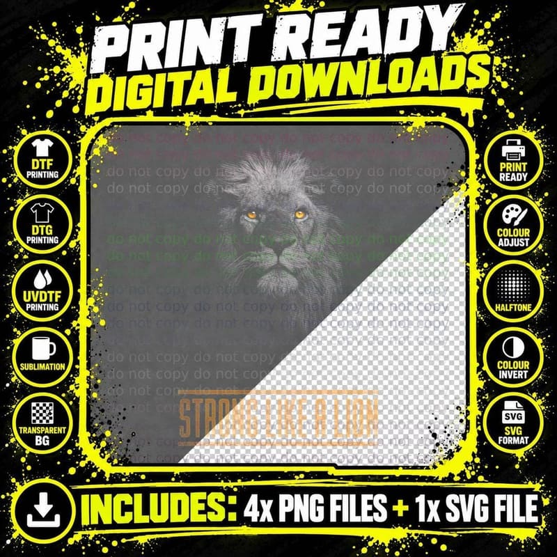 Strong Like a Lion T-Shirt, Lion Pride Apparel Png SVG Digital Bundle