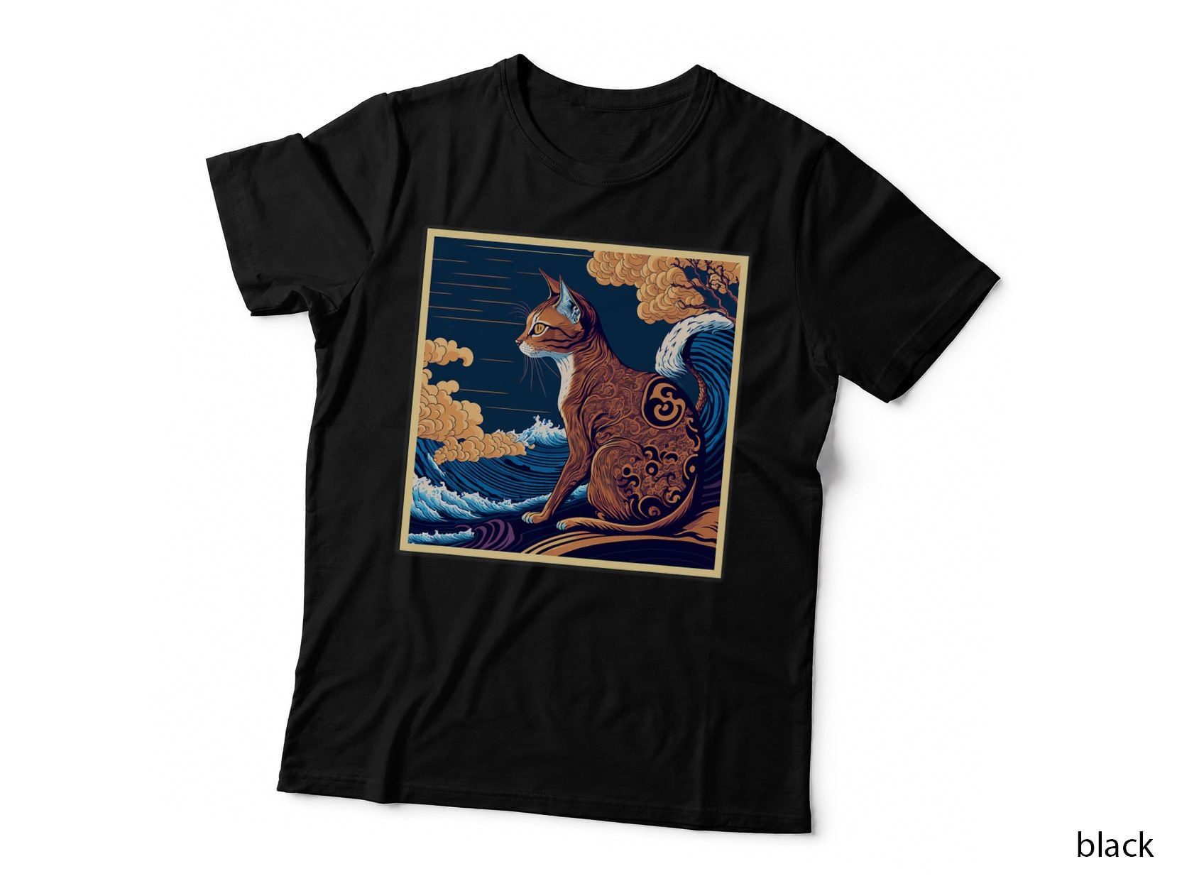 Surrealism Japanese Painting Abyssinian Cat T-Shirt